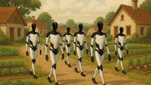 Elon Musk argues that advanced AI and robotics may form a “robotic proletariat,” making work optional and allowing people to choose slower lifestyles—like growing food in village communities—while automation reshapes global labour markets.